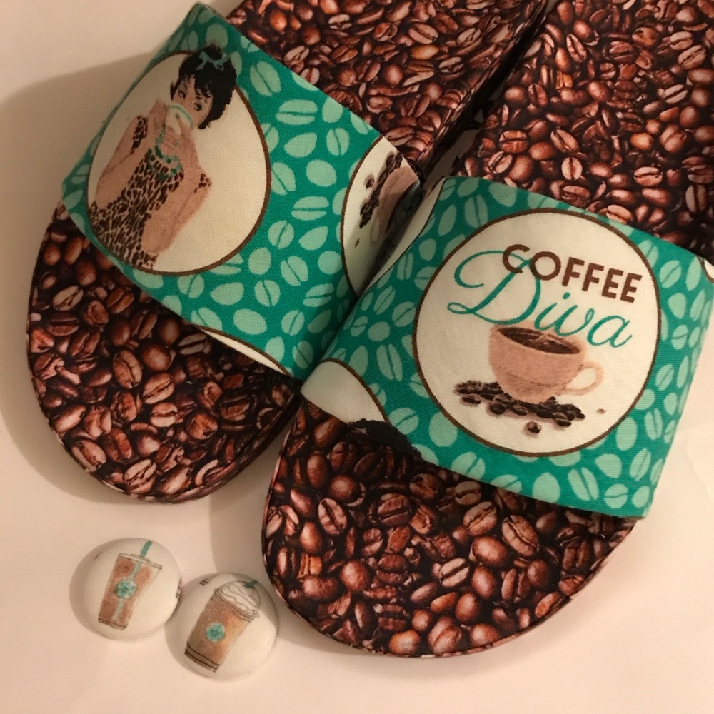 Coffee/Frappuccino Fabric Button Earrings